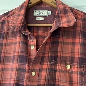 Grayer's Clothier Orange & Purple Plaid Cotton Flannel Shirt w Pocket XL